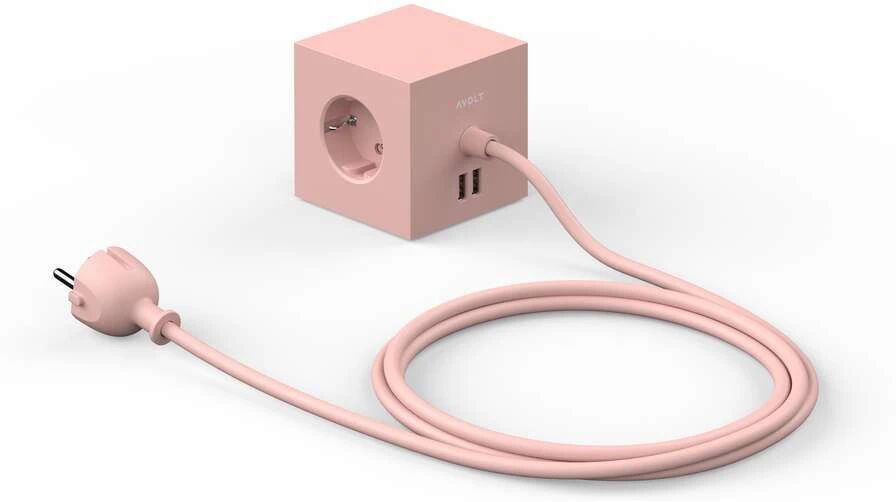 Avolt Square 1 USB A & Magnet 1,8m Old Pink - Avolt  Pink