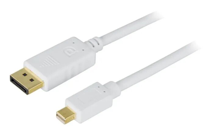 Mini-displayport til Displayport-kabel, hvit 1 m