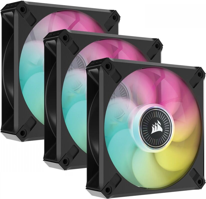 Corsair iCUE ML120 RGB ELITE 120mm Trippel Viftepakke med Lighting Node CORE - Svart