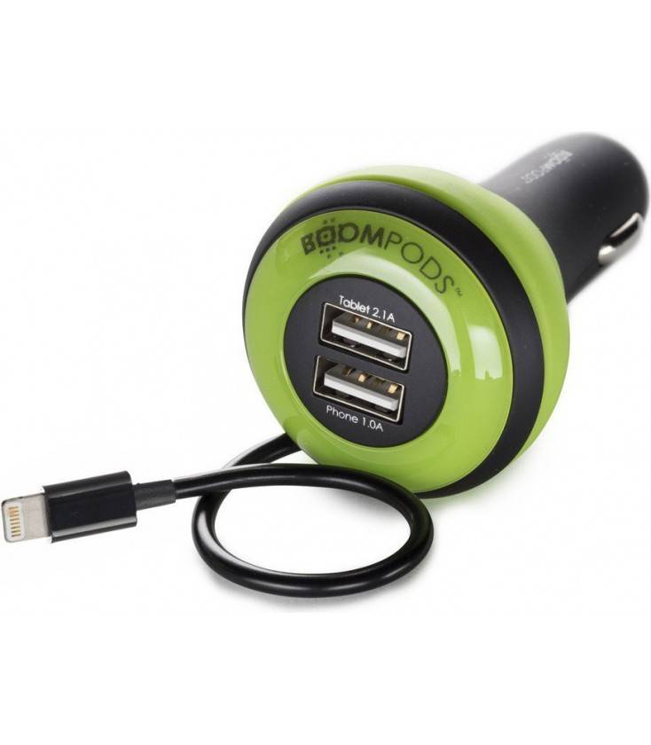 Boompods Cargador Apple De Coche 2 Usb Verde