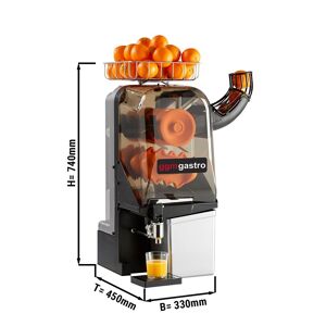GGM Gastro - Presse-oranges electrique - Argent - Alimentation manuelle en fruits - Robinet de vidange reglable inclus Noir / Gris / Orange
