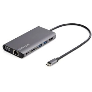 StarTech.com Adaptateur Multiport USB-C - Mini Dock USB-C avec 4K HDMI ou 1080p VGA - Hub 3x USB 3.0, SD, GbE, Audio, 100W PD Pass-Through - Statio... Blanc