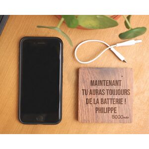 Cadeaux.com Batterie Externe en bois personnalisable 5000 mAh