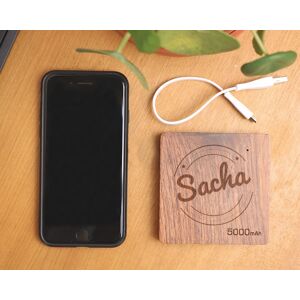 Cadeaux.com Batterie Externe en bois personnalisable 5000 mAh - Prénom