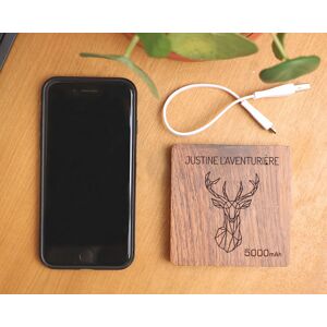 Cadeaux.com Batterie Externe en bois personnalisable 5000 mAh - Nature Connect