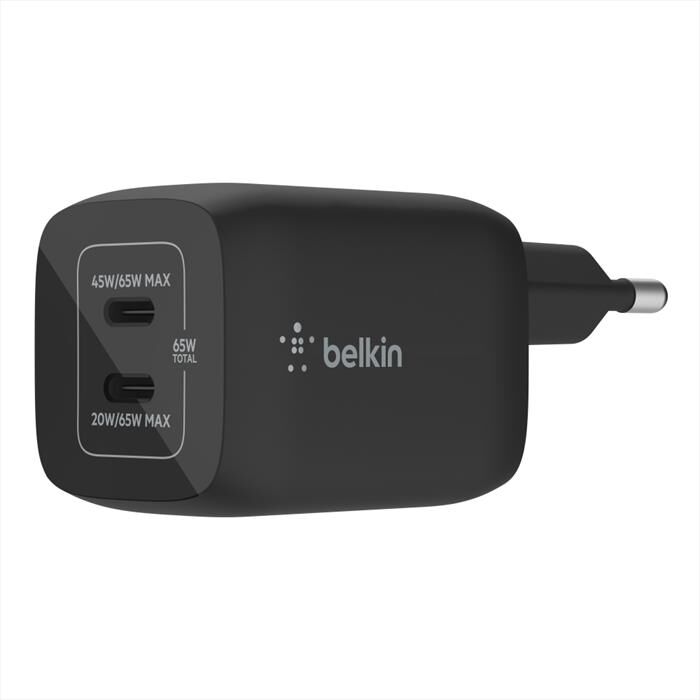 Belkin Caricabatterie Da Parete Doppio Gan Usb-c Pps 65w-nero