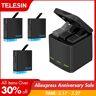 TELESIN-Caixa de armazenamento do carregador de bateria  3 slots  1220mAh  3 slots  luz LED  tipo C