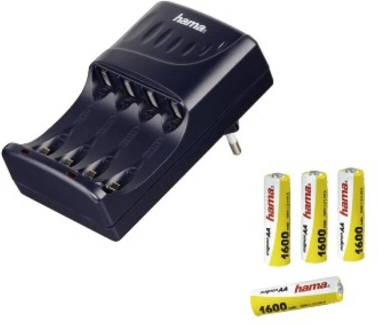 Hama cargador universal de pilas aaa/aa + pack 4 pilas recargables 1600mah aa hr06