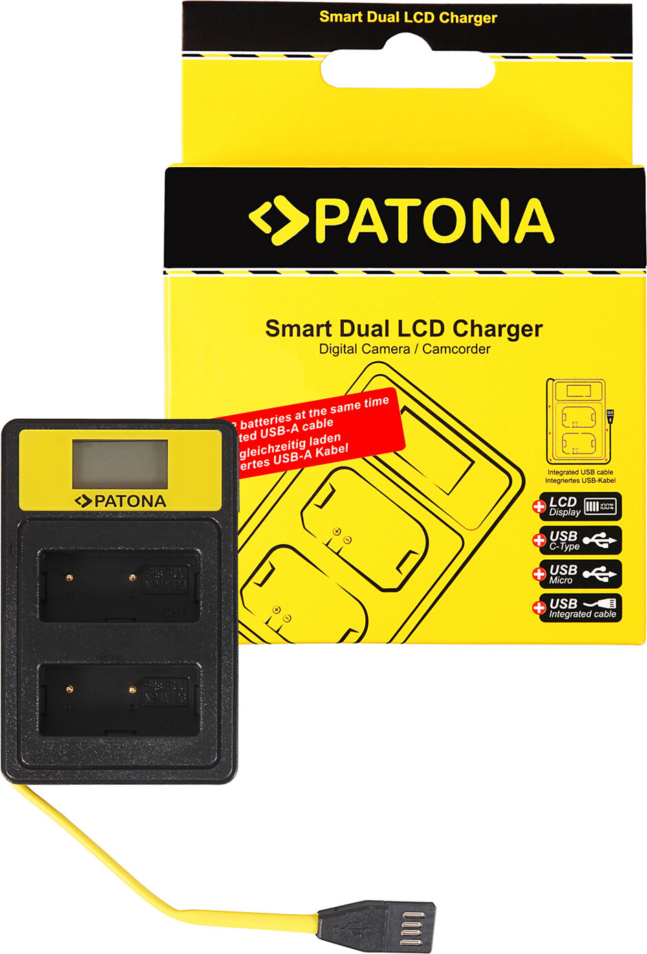 PATONA Carregador Smart Dual LCD USB para NP-W126