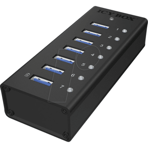 Icybox ICY IB-AC618 - USB 3.0 7-Port Alu Hub mit Netzteil
