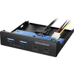 GRAUGEAR GG 18045 - USB 3.1, 4 Port Bay Hub, 2x USB-A, 2x USB-C