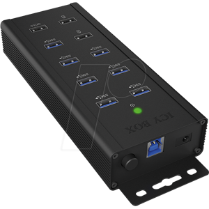 Icybox ICY IBHUB1703QC3 - USB 3.0, 7 Port Industrie-Hub, 1x QC 3.0, 2x Schnelllade