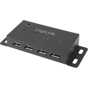 LOGILINK UA0141A - Logilink USB 2.0 Hub 4-Port mit Netzteil, Metall