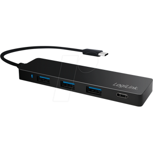 LOGILINK UA0311 - USB 3.0 4-Port Hub, Aluminium, 3xA, 1xC, USB-C-Kabel