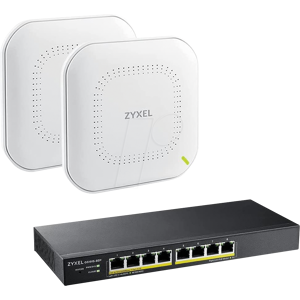 ZYXEL GS19158EPB - Switch, 8-Port, Gigabit Ethernet, PoE+, inkl. 2x WiFi 6 APs