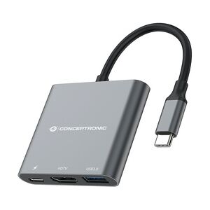 Conceptronic DONN Multifunktionaler 3-in-1 USB Adapter, HDMI, USB 3.0, USB PD