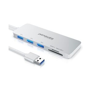 Primewire 3-Port USB 3.2 Gen1 Hub mit USB Typ C Anschluss inkl. Kartenlesegerät microSD/SD Karten Slot