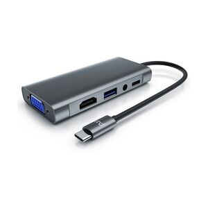 Primewire 5 in 1 USB 3.2 Gen1 Typ C Hub zu VGA Adapter, 4K HDMI + USB Typ A + Typ C PD Ladeport für Macbook Laptop etc.