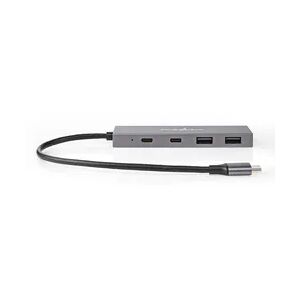 Nedis USB Hub - 1x USB-C 3.2 Gen 2 Male - 2x USB-A 3.2 Gen 2 Female / 2x USB-C 3.2 Gen 2 Female - 4 port(s) - USB 3.2 Gen 2 - USB Powered - 10 Gbps