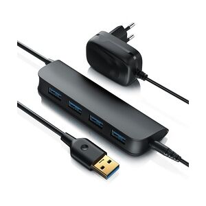 Primewire aktiver 4 Port USB 3.2 Gen1 Hub, Verteiler mit Netzteil, leicht, hohe Transportabilität, USB-Adapter