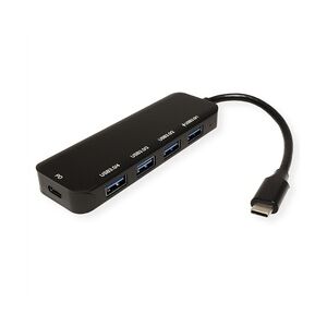 VALUE USB 3.2 Gen 1 Hub, 4fach, Typ C Anschlusskabel, mit 1 PD-Port