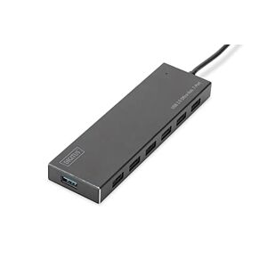 Digitus USB-Hub 7 Ports Super-Speed USB 3.0 5 GBit/s Plug&Play Aluminium-Gehäuse Schwarz