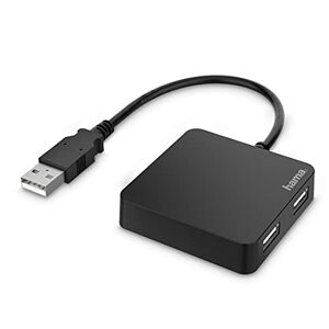 Hama USB Hub 2.0, 4-fach Adapter (4in1 USB A Hub, USB Splitter mit 4 USB-Ports, klein & kompakt, großer Buchsenabstand, bus-powered, externer USB-Verteiler) schwarz
