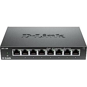 D-Link DES-108 8-Port Layer2 Fast Ethernet Switch Metall (10/100 Mbit/s, einfache Plug & Play-Installation, automatische MDI/MDIX-Anpassung, automatische Geschwindigkeitserkennung, lüfterlos)