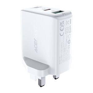 Acefast USB hurtigoplader / USB Type C 32W strømforsyning UK stik hvid (A8 UK hvid)