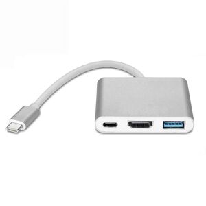 INF USB-C Multiport-adapter til USB, USB-C (USB PD), 4K HDMI-kompatibel sølv