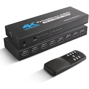 INF HDMI Switch 7x1 med 4K@60Hz og IR fjernbetjening