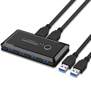 Shoppo Marte UK204V Drive-free USB 3.0 Switch Selector 2 USB Ports Sharing 4 USB Ports Switcher Adapter for Mouse, Keyboard, Printer