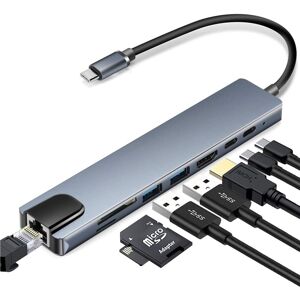 INF 8 port USB-C hub Grå