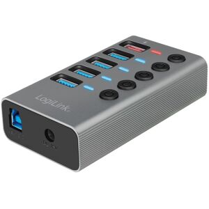 LogiLink USB-hub 4+1-port med separata På/Av-knappar USB 3.2 Gen 1