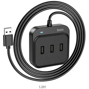 hoco HB31 Easy 4 in 1 USB to USB2.0x4 Converter, Cable Length:1.2m(Black)