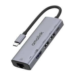 amalink 95125D Type-C / USB-C to HDMI + RJ45 + 2 Ports USB + PD 3.0 Multi-function HUB(Grey)