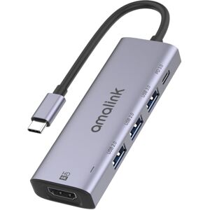 amalink 95123D Type-C / USB-C to HDMI + 3 Ports USB + PD 3.0 Multi-function HUB(Grey)