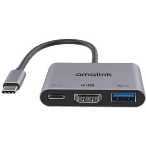 amalink 9175D Type-C / USB-C to HDMI + USB 3.0 + PD HUB Adapter(Grey)