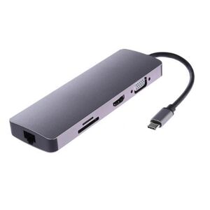 Shoppo Marte WS-11 8 in 1 Type-C to HDMI + VGA + SD + TF + RJ45 + PD + 2 x USB3.0 HUB Adapter Converter