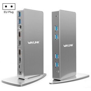 WAVLINK WL-UG69DK7 Laptops Type-C Universal Desktop Docking Station Aluminum Alloy HUB Adapter(EU Plug)