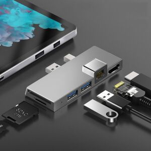 Shoppo Marte W05 8 In 1 USB3.1 Gne1 Ethernet RJ45 Converter For Surface Pro4/5/6(Silver)