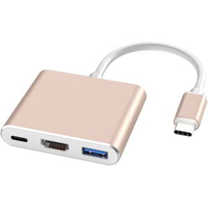 Shoppo Marte V125 UCB-C / Type-C Male to PD +  HDMI + USB 3.0 Female 3 in 1 Converter(Gold)