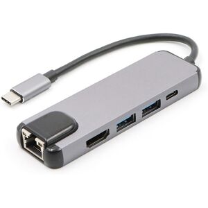 Shoppo Marte USB-C/Type-C to HD 4K HDMI + RJ45 + USB 3.0 + USB 2.0 + PD 5 in 1 HUB Converter