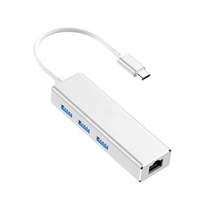Shoppo Marte USB-C / Type-C to Gigabit Ethernet RJ45 & 3 x USB 3.0 Adapter Converter HUB, Computer External Tablet Phone Universal(Silver)
