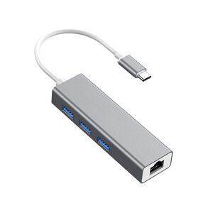 Shoppo Marte USB-C / Type-C to Fast Ethernet RJ45 & 3 x USB 3.0 Adapter Converter HUB(Grey)