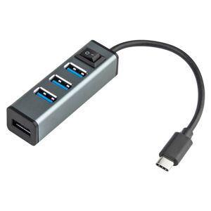 Shoppo Marte USB-C / Type-C to 4 USB 3.0 Ports Aluminum Alloy HUB with Switch (Grey)