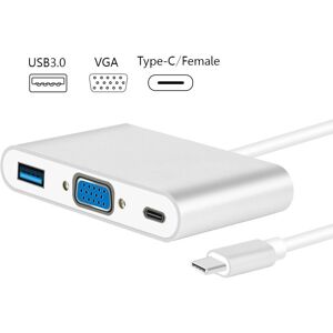 Shoppo Marte USB Type C to VGA 3-in-1 Hub Adapter supports USB Type C tablets and laptops for Macbook Pro / Google ChromeBook(Silver)