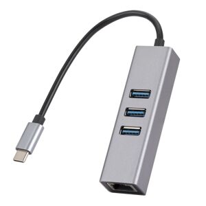 Shoppo Marte SL-030 USB-C / Type-C to Gigabit Ethernet RJ45 & 3 x USB 3.0 Adapter Converter HUB(Grey)