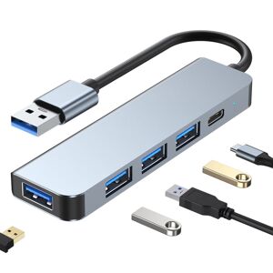 Shoppo Marte BYL-2301U 5 in 1 USB to USB3.0+USB2.0x3+USB-C / Type-C HUB Adapter, Cable Length: 10cm
