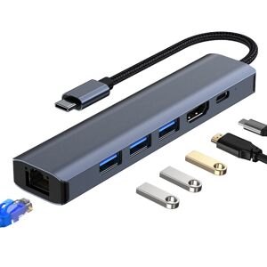 Shoppo Marte BYL-2210 6 in 1 USB-C / Type-C to USB Multifunctional Docking Station HUB Adapter with 1000M Network Port
